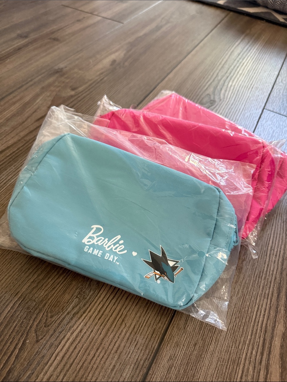 San Jose Sharks Barbie light blue  Hot Pink zipper Pouch